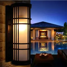 Современные короткие коттедж железная Стекло Led E27 напольный настенный светильник для сада балкон уличного крыльца свет H 26/42 см AC80-265V1418