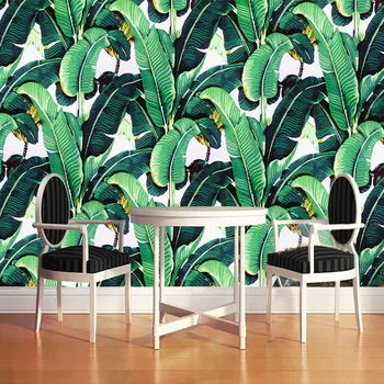 

Custom 3D Photo Wallpaper Pastoral Retro Hand Painted Banana Leaf Mural Wall Painting Living Room Bedroom Wallpaper Waterproof