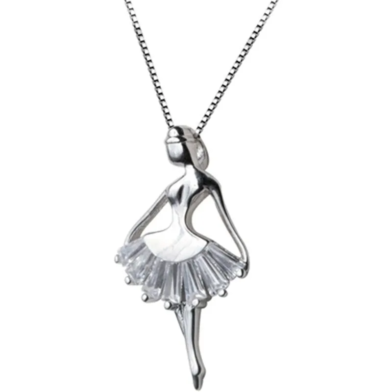 

925 Sterling silver Pendant necklace women set drill The ballerina girl necklace fashion jewelry Wholesale