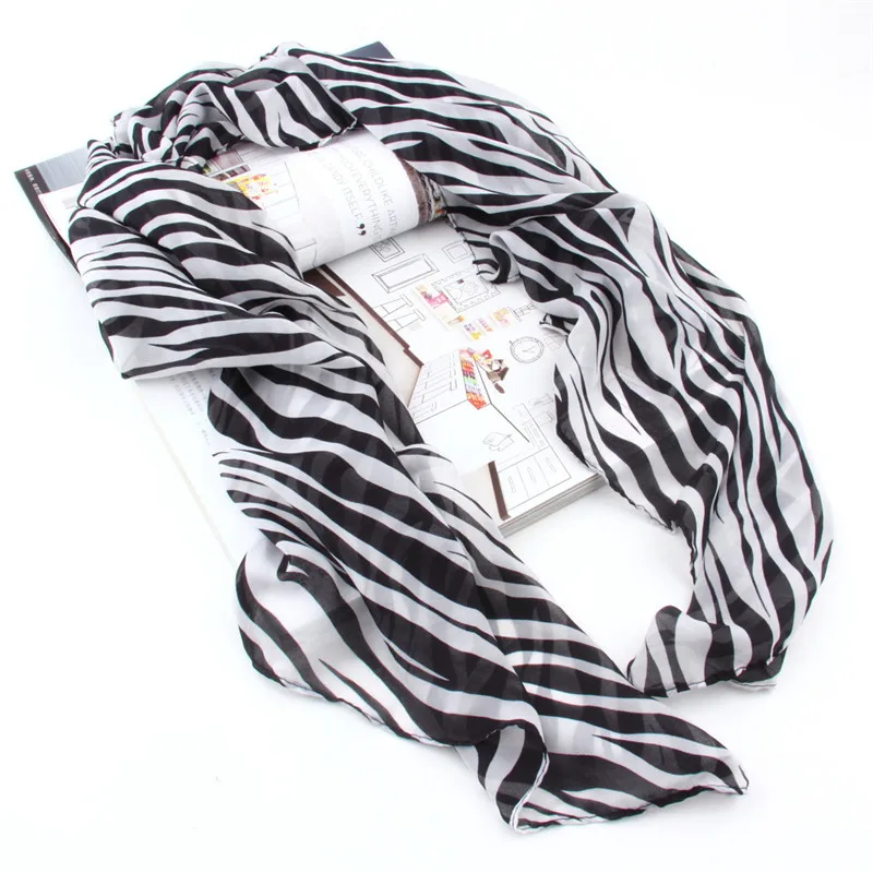 Женский длинный шифоновый шарф с принтом зебры для женщин шелковый шарф шарфы шаль для зимы Cachecol feminino