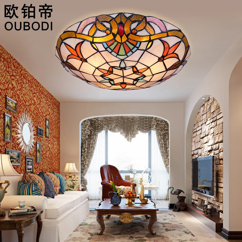 Mediterranean Ceiling Lights Lamp Circular Tiffany Creative Garden
