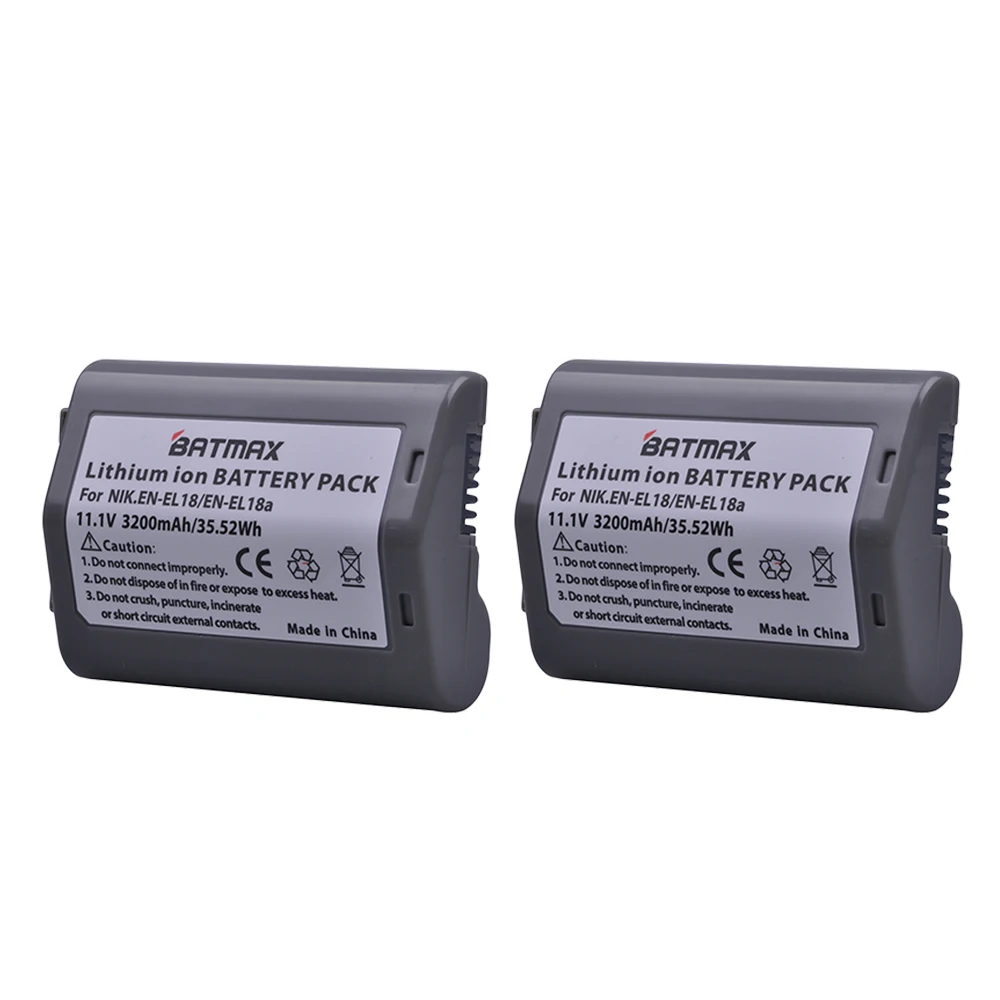 

2Pcs 3200mAh EN-EL18 EN-EL18A ENEL18 EN EL18 Camera Battery for Nikon D4, D4S, D5 Cameras Nikon MB-D12, D800, D800E Battery Grip