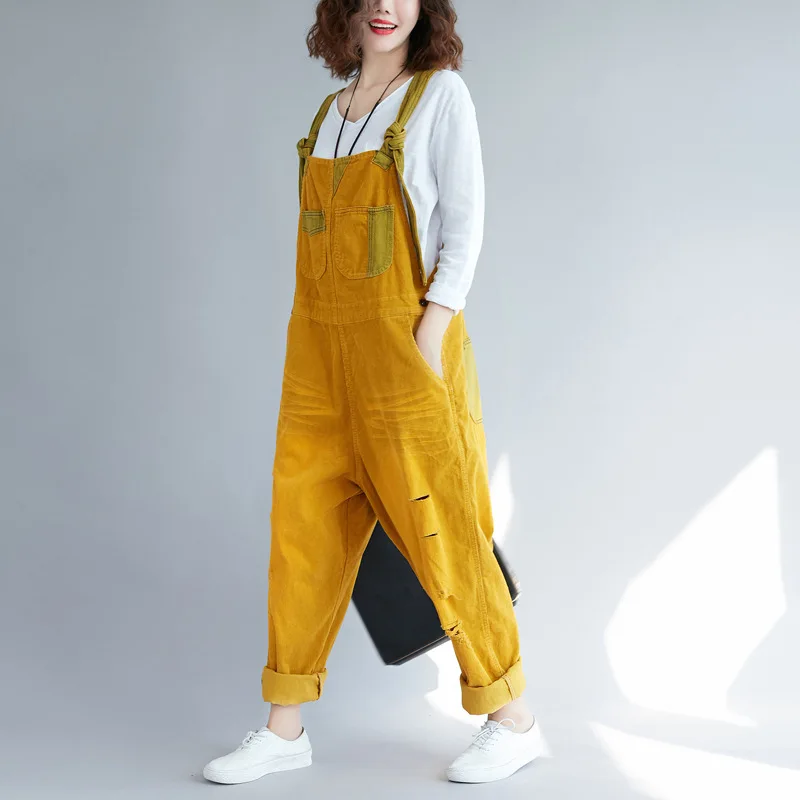 

Korean Fashion Elegant Overalls for Women Casual 2019 Autumn Winter Rompers Womens Jumpsuit Combinaison Femme Holes Macacao Hot