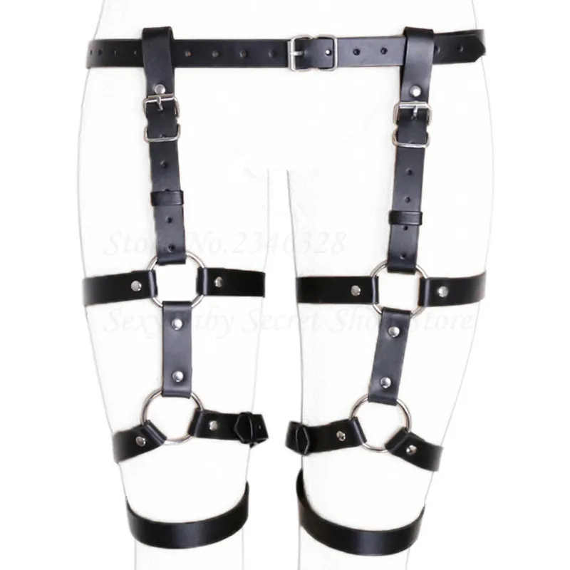 Adjustable PU Leather Leg Bondage Restraints Waist Straps Adult Games