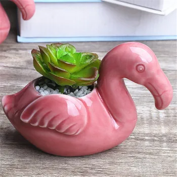

Cute Flamingo Succulents Small Ceramic Flowerpot Desktop Green Planters Small Flower Pot Bonsai Pots Home Decoration