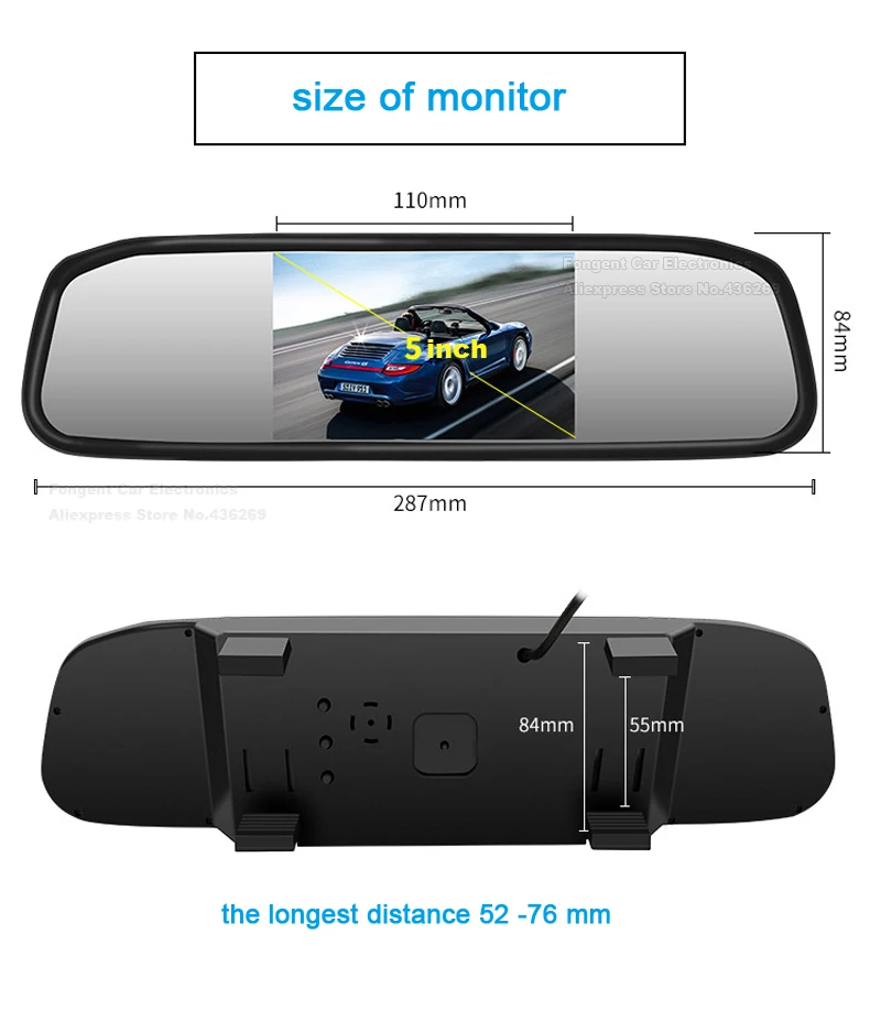 Новые 5 шт/упаковка/4,3 дюймов складной HD камера заднего вида Мониторы резервирования цифровой ЖК-дисплей на тонкопленочных транзисторах на тонкоплёночных транзисторах Цвет Экран дисплея автомобиля зеркало заднего вида 2 видео Вход