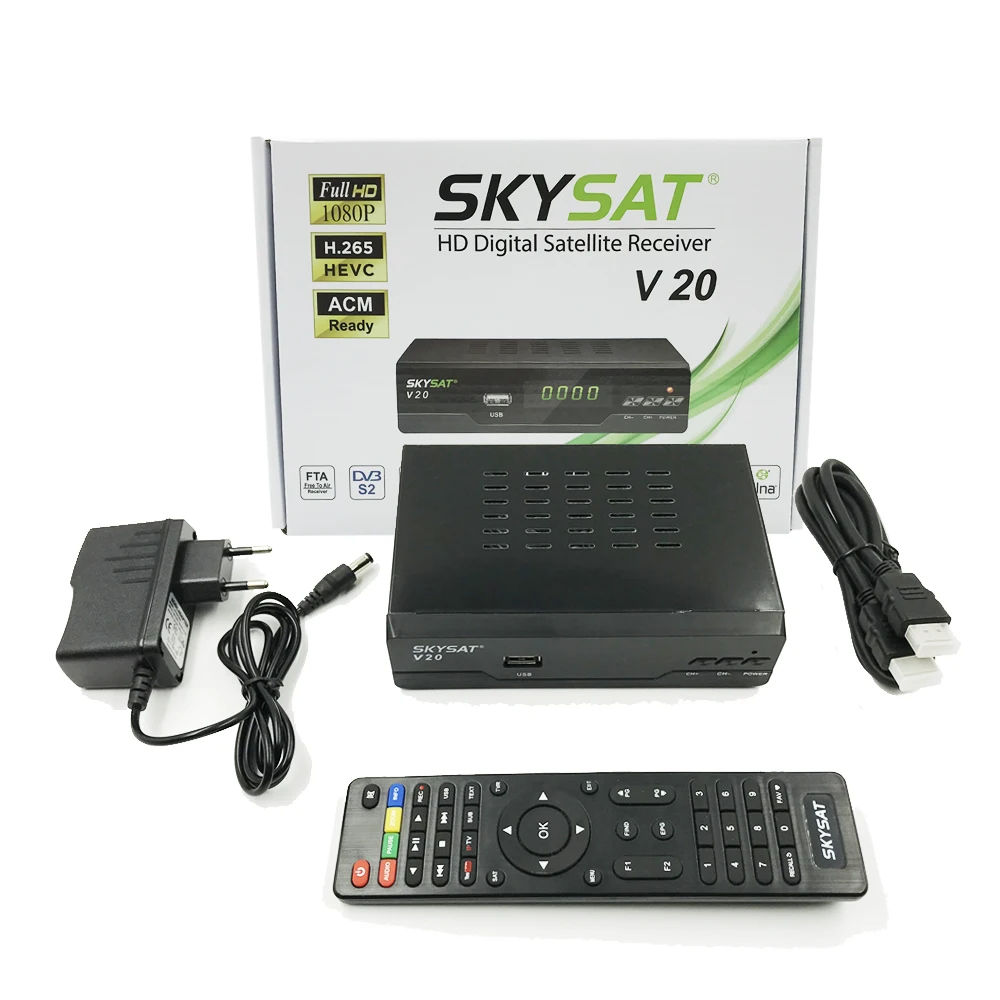 SKYSAT V20 DVB-S2 Satellite Receiver H.265 HEVC no iks,no sks LAN Support CCam Mgcam IPTV M3u Youtube Autoroll Powervu Biss
