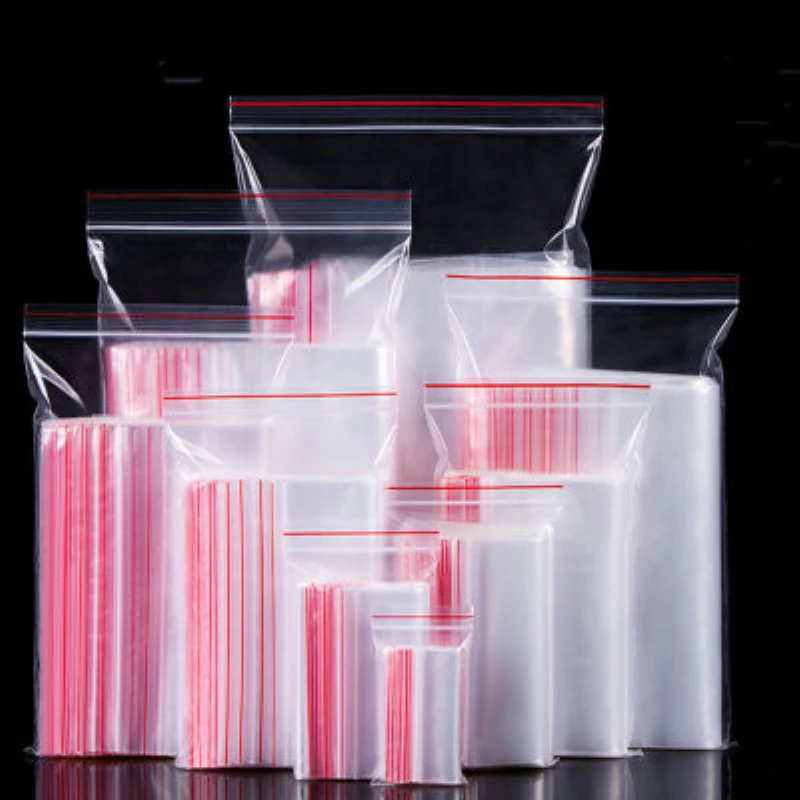 

100pcs/pack Thick Transparent Small Zip lock Plastic Bags Ziplock Zipped Clear Poly Gift Bag Reclosable Food Storage Bags