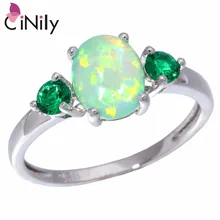 CiNily Created Green Fire Opal Green Quartz Silver Plated Wholesale Fashion Hot Sell for Women Jewelry Ring Size 5-13 OJ5315
