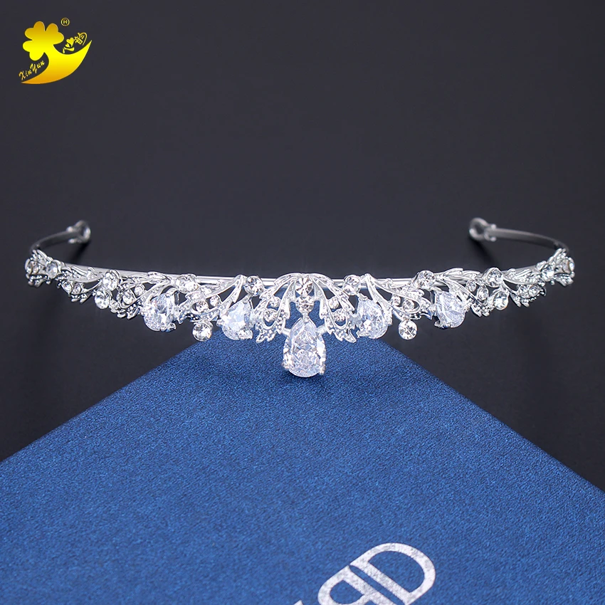 

Xinyun High end Cubic Zirconia Tiaras Wedding Jewelry CZ Stone Brides Tiara Noble Trendy Zircon Crown Bridal Hair Accessories