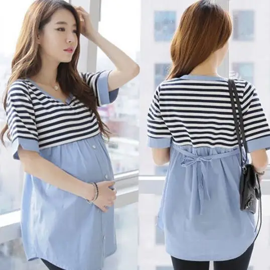 

Brand Maternity Breastfeeding Dresses Cotton Maternity Shirts Pregnancy Tops Nursing Clothes for Pregnant Women Photo Shoot