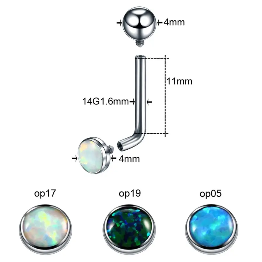1 шт. Титан опал CBR уха spetum спирали пирсинг Лабрет, украшение из нержавеющей стали, носа BCR влагалища серьги пирсинг якорь для вшивания в кожу, ювелирное изделие для тела - Окраска металла: Style14