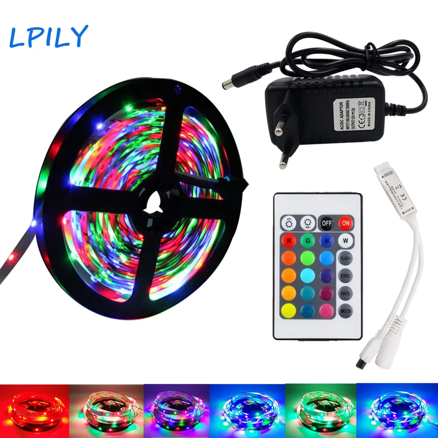 

LPILY led strip 5m IP65 2835 RGB Led strip light Non Waterproof RGB led tape with controller rgb led ribbon for Christmas