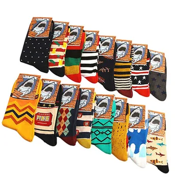 

5 Pairs/lot Men Socks Combed Cotton Painting Cool High-end Casual Dress Funny Party Dress Crew Casual Durable Shaping Men Socks