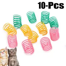 10Pcs Cute Cat Spring Toys Wide Durable Heavy Gauge Plastic Colorful Springs Cat Toy Playing Toys