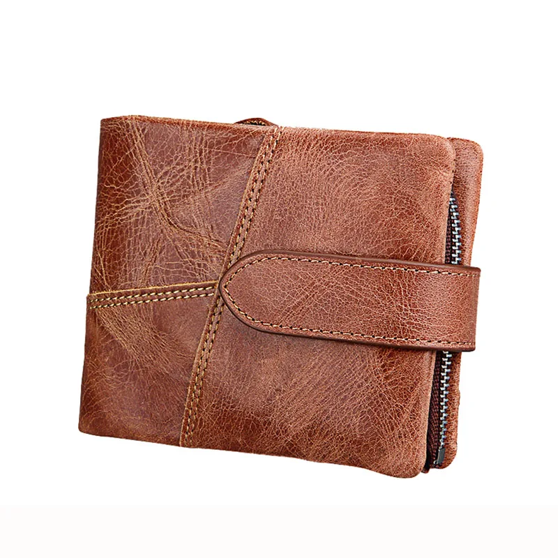

New arrival card holder slim Antitheft Genuine leather men short wallet credit protector Brand High Quality Vintage Designer