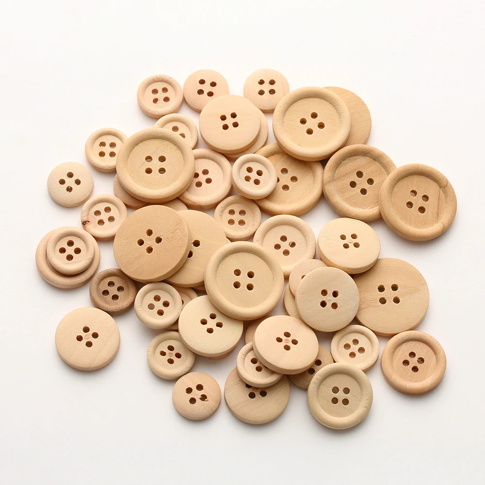 

Hot 50 Pcs/Set Mixed Wooden Buttons Natural Color Round 4-Holes Sewing Scrapbooking DIY Buttons Sewing Accessories
