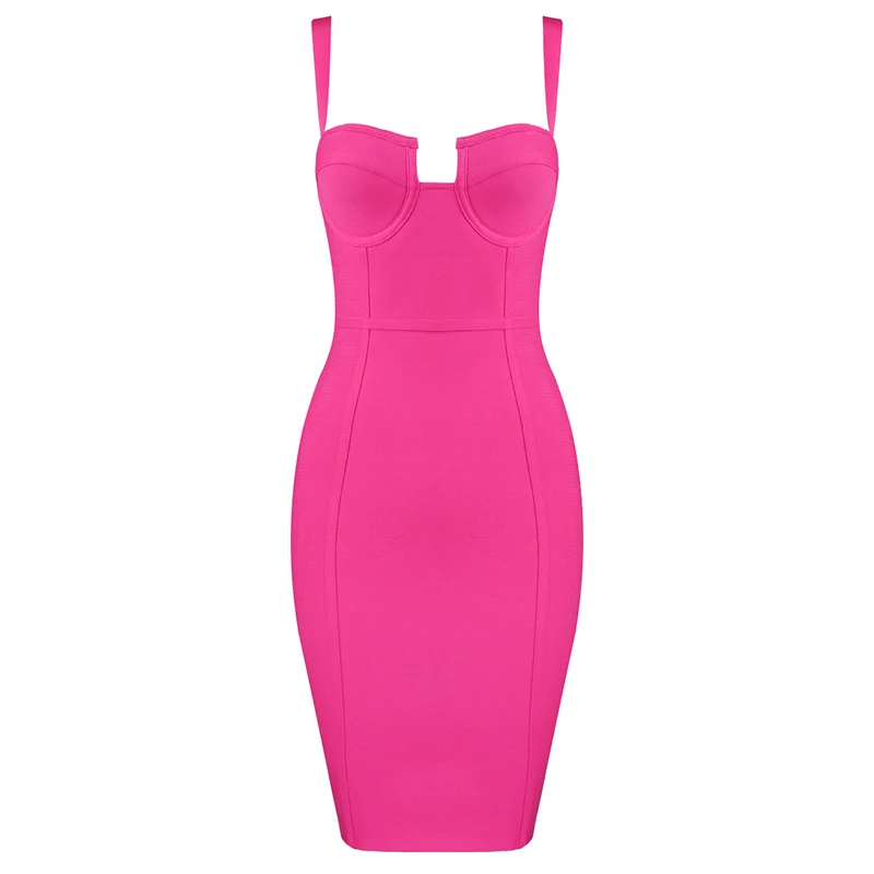 Плюс размер XL XXL женское летнее сексуальное голубое ярко-розовое Бандажное платье дизайнерское модное вечернее платье Vestido - Цвет: H280-Hot Pink