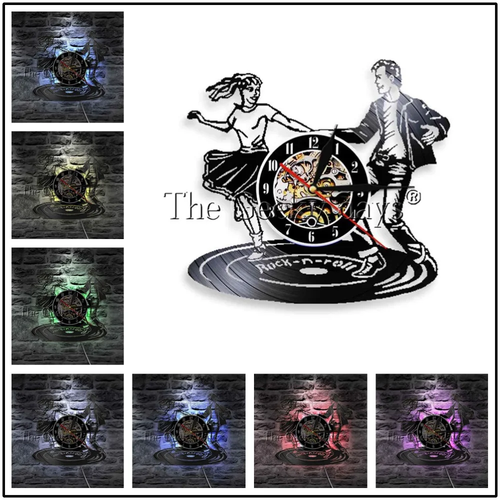 1 шт DJ смеситель диск Jockey Виниловая пластинка настенные часы современный рок-н-ролл Светящиеся светодиодный ночник Творческий дом Декор