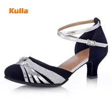 Новинка; обувь для взрослых из флока для латинских танцев; женская Обувь для бальных танцев, танго; блестящая обувь для сальсы; Scpe Donna Latino; обувь на высоком каблуке