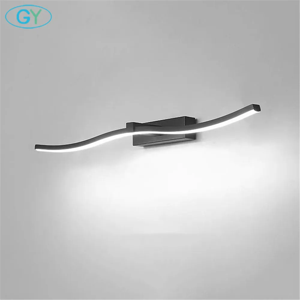  2018 New arc wave led mirror light L40cm L60cm L80cm L100cm black white bathroom bedroom vanity lig - 32963735737