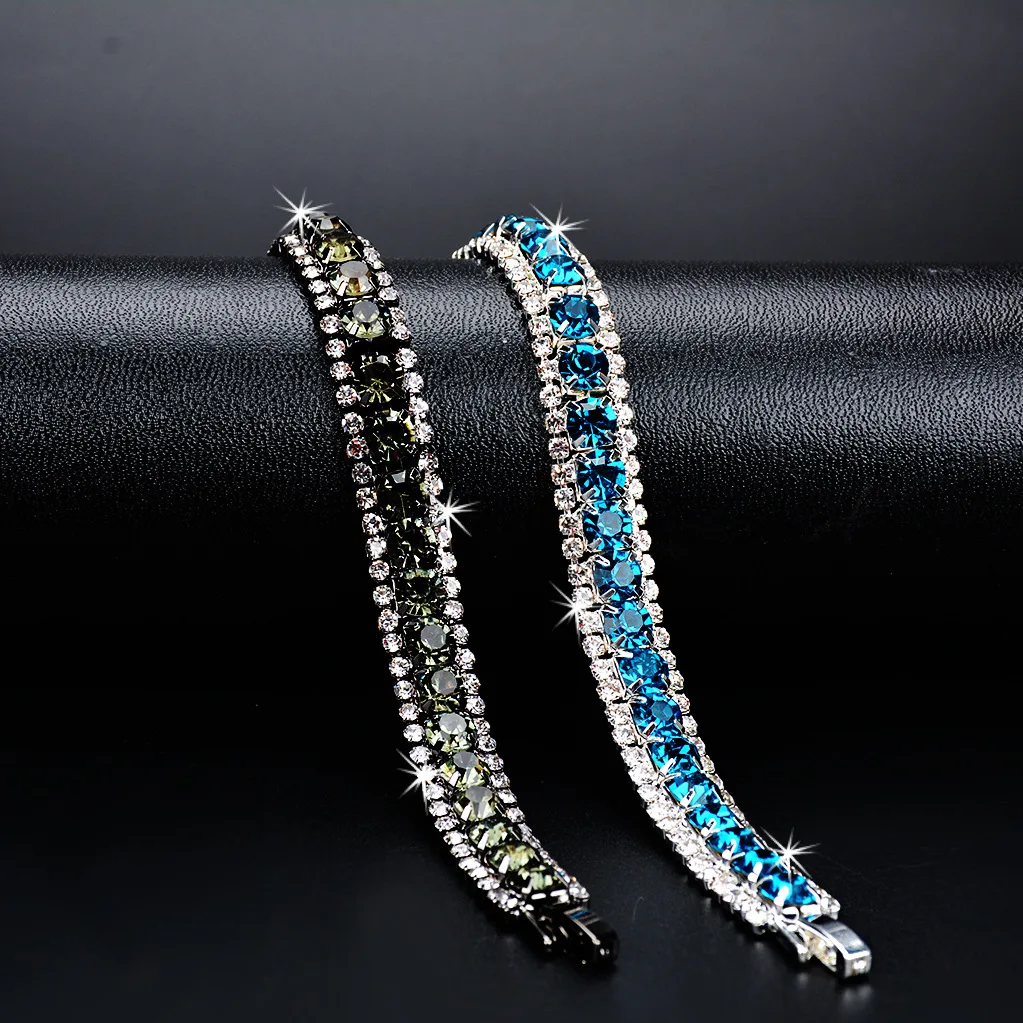 

Fashion Bracelet For Women Luxury Blue Cubic Zirconia Crystal Silver Color Bracelets & Bangles Jewelry for Wedding Party Girls