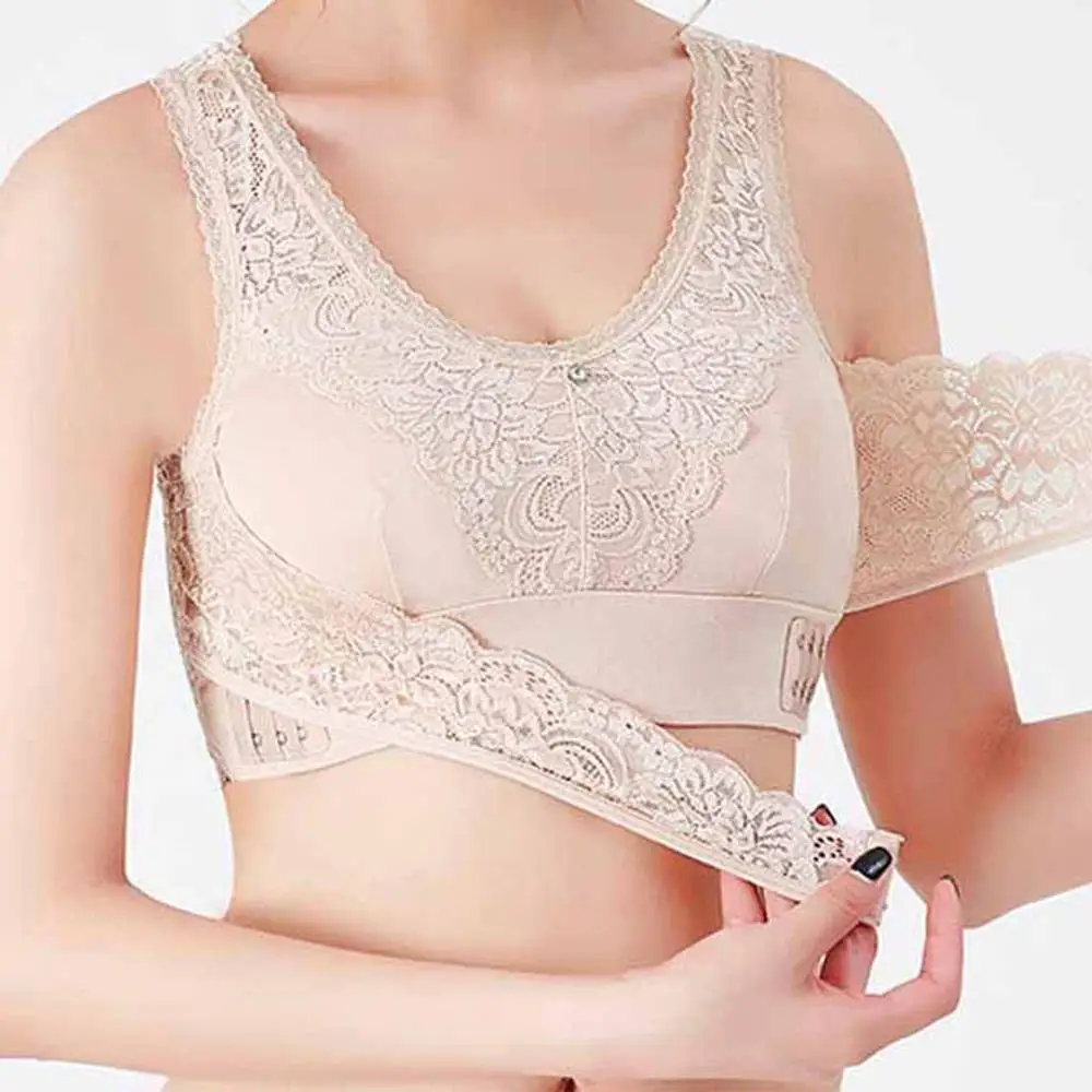 

Front Cross Straps Wireless Breathable Silk Bra Gentle Push Up Full Cup Bra Plus Size Large Curved seamless Bra For 2019 Fashion