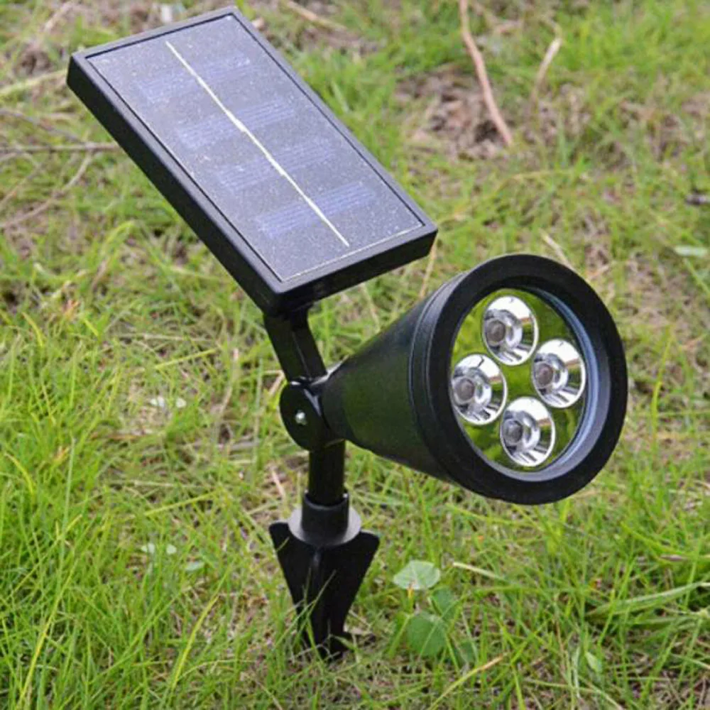 Outdoor Lawn Light 4 LEDs RGB Solar Powered Spotlight Path Light Lamp
