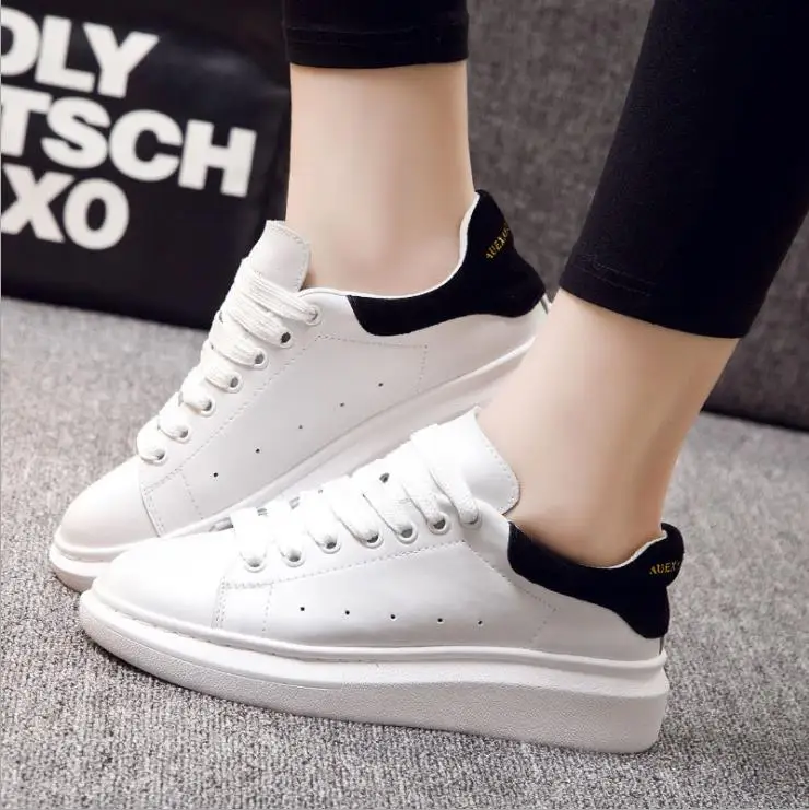 

Brand designer 2019 spring new women's shoes leather white shoes sports casual shoes thick sole shoes with students flat shoes