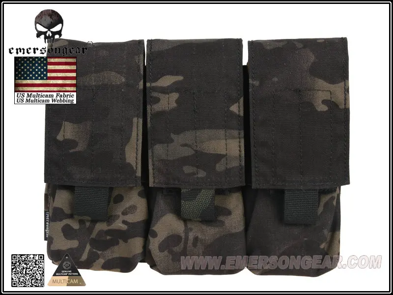 EMERSON LBT Стиль M4 тройной подсумок Молл военный страйкбол Пейнтбол боевой шестерни пистолет тройной Открытый Топ маг мешок EM6352 - Цвет: MCBK