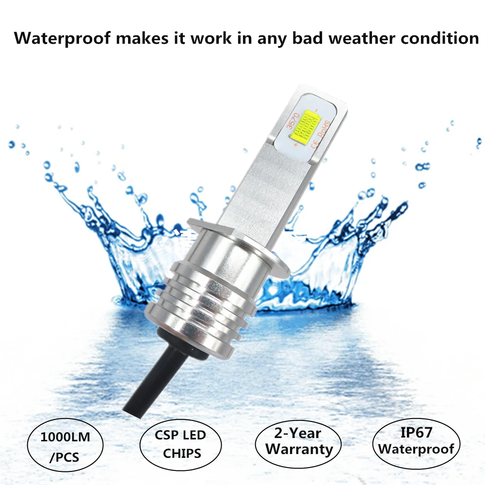 Luz de Condução Wljh Chip 72 w 1000lm h1 Canbus Lâmpada Led Auto Car Fog Diurna Drl Running Luz 6000 k Branco 24 12 v 2 Pcs Csp 5 Automóveis e motos