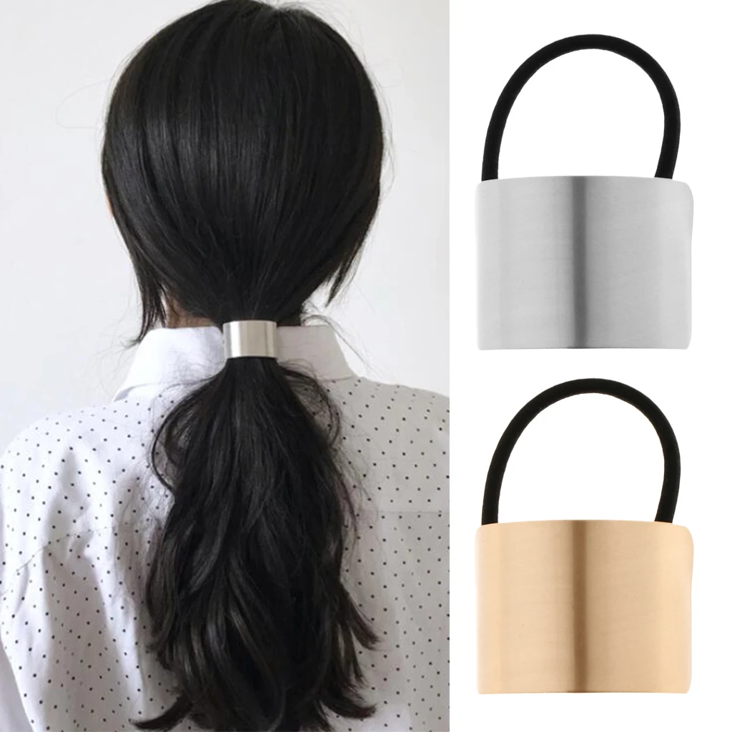 

1 Piece Ladies Metal Gold Silver Hair Bands Ponytail Ring Cover Cuff Wrap Holder Elastic Rope Band Gift