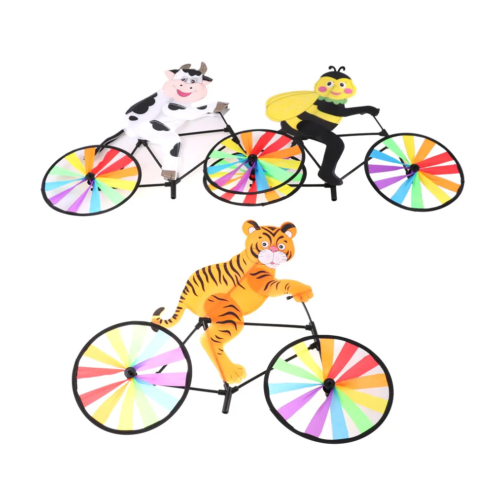 ZTOYL, 1 шт., милое 3D животное на велосипеде, ветряная мельница, ветряная прядильная машина, украшение для сада, газона, двора, детская игрушка, стиль, цвет в случайном порядке