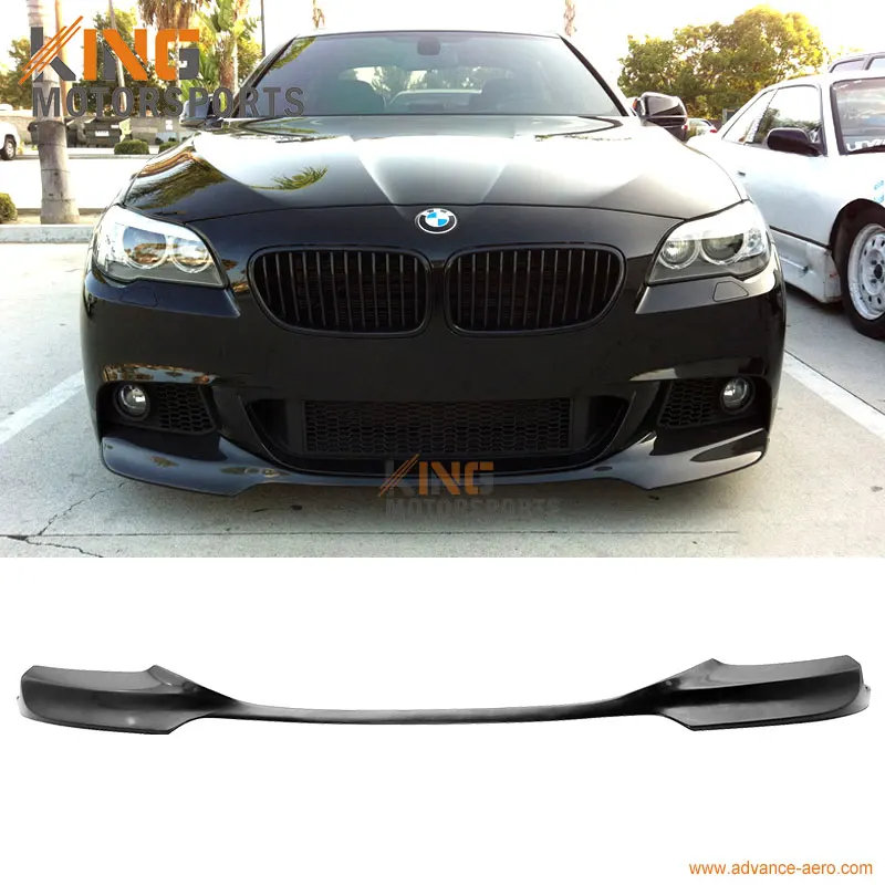 Подходит для 2011- BMW F10 5 серии 4Dr Седан V стиль передний бампер губы Неокрашенный Черный PU