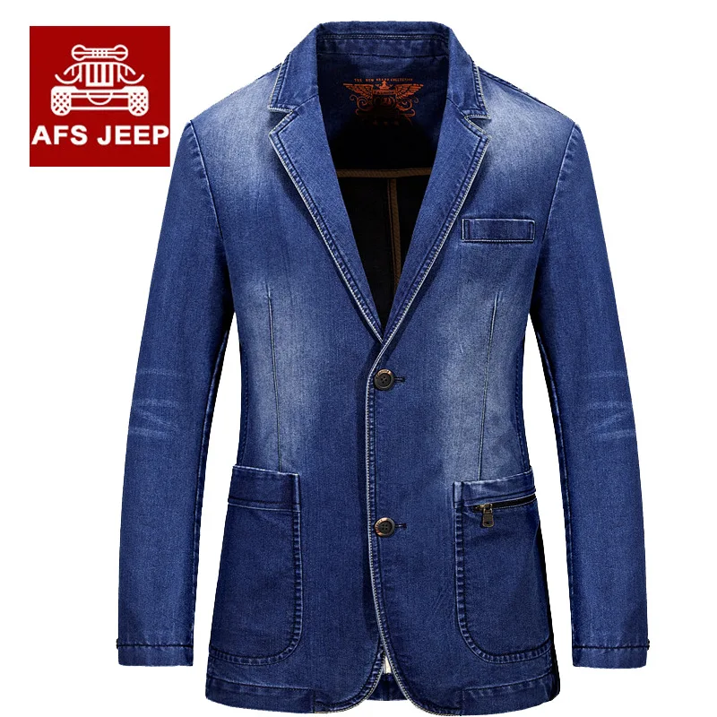 Jeep spring autumn men cotton denim blazer leisure suit small denim