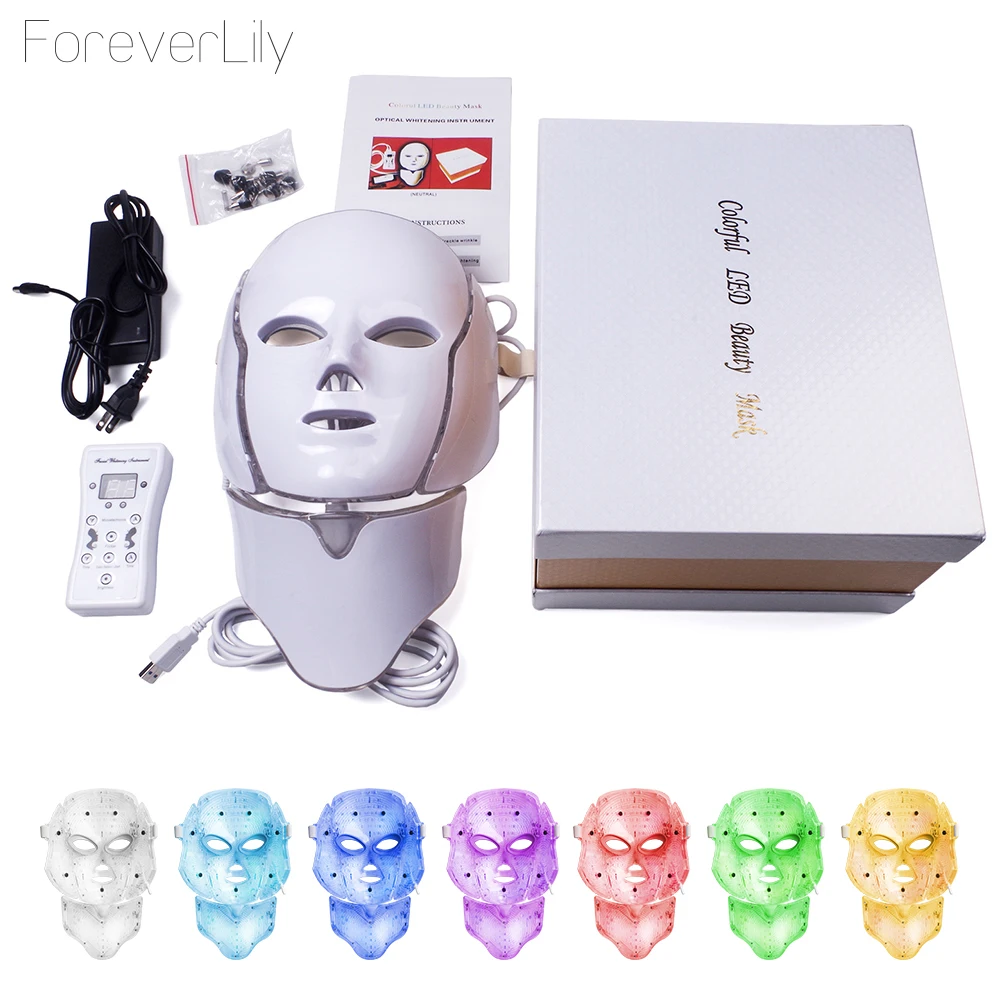 7 Colors Facial Mask LED Korean Photon Therapy Face Neck Mask Light Therapy Acne Wrinkle Removal Device