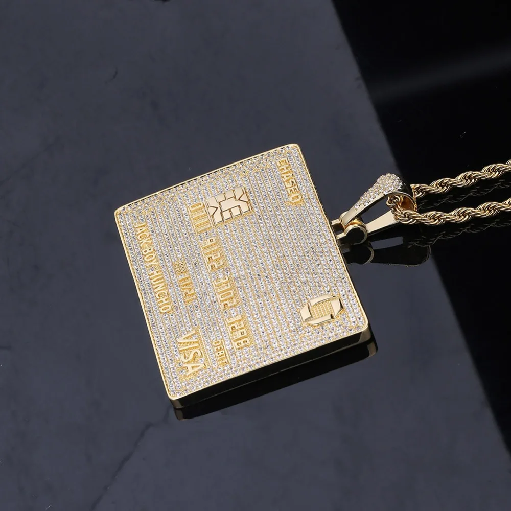 GUCY модное ожерелье с подвеской в виде кредитной карты с теннисной цепочкой золотого цвета, кубический циркон, мужские ювелирные изделия в стиле хип-хоп, подарки