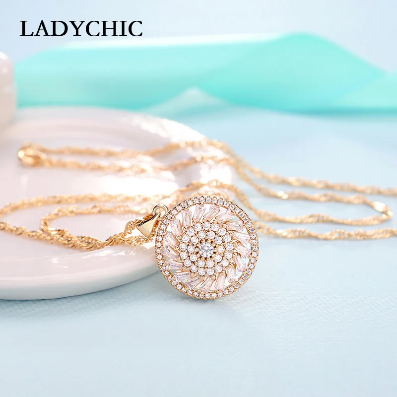 Женское Ожерелье с круглым кристаллом LADYCHIC роскошное сверкающее ожерелье белым
