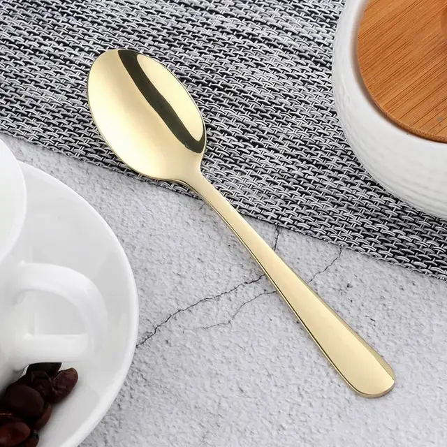 4 Pcs/Lot Luxury Gold Tea Spoon Stainless Steel Coffee Spoon Thick