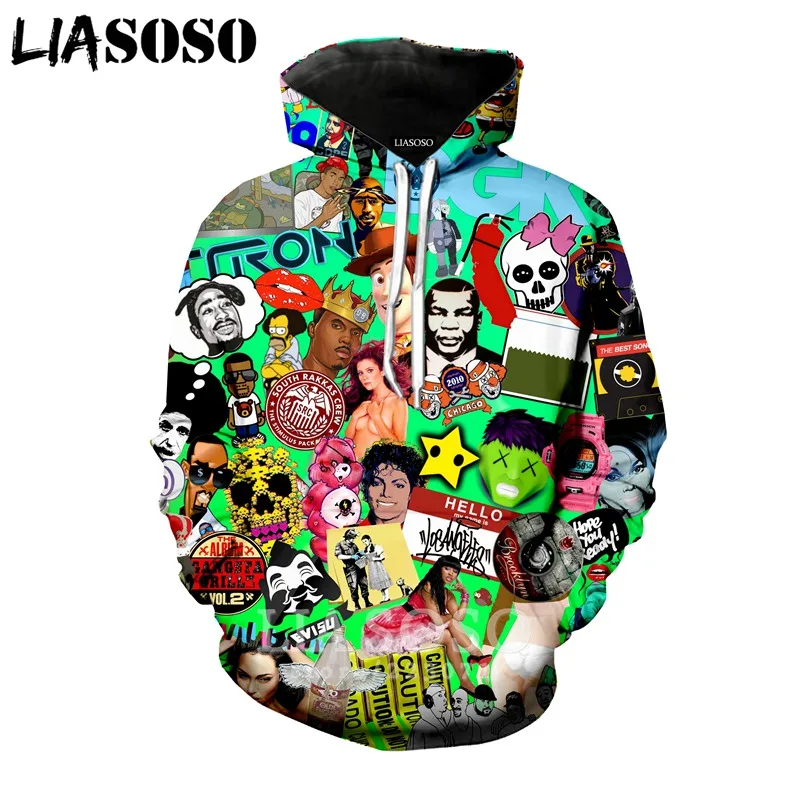 LIASOSO зимняя Новинка мужская и женская толстовка 3D принт песня Glo Gang с капюшоном