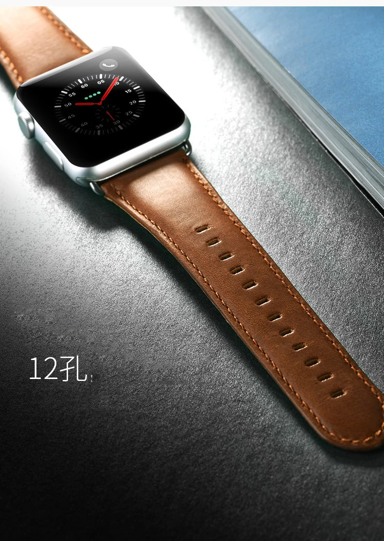 LEONIDAS новый браслет из натуральной кожи для Apple Watch 3 2 1 42 мм 38 первый слой кожаный