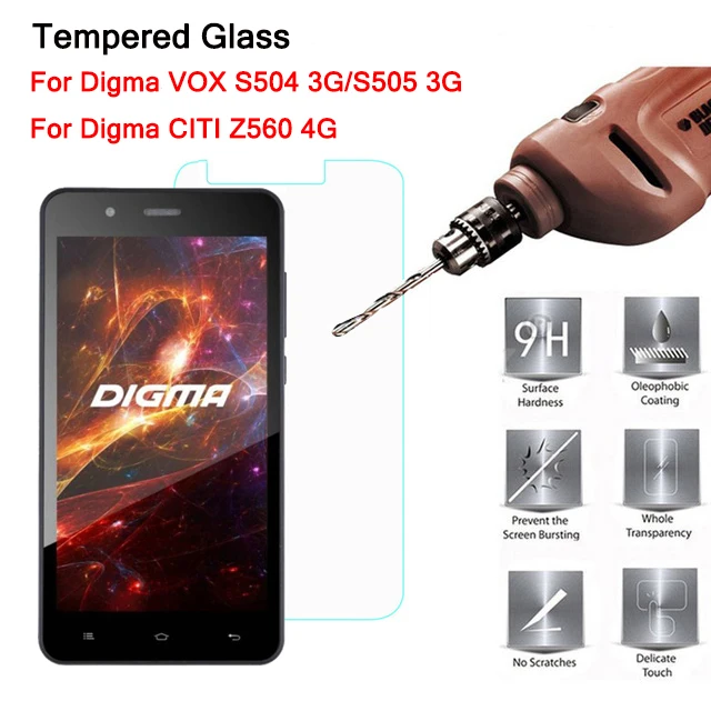 Закаленное стекло для Digma VOX S505 3G / защитная стеклянная пленка экрана CITI Z560 4G 9H 0 26