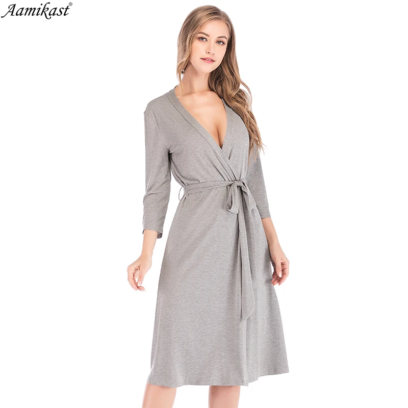 Aamikast осенне-зимний женский модальный халат для беременных, рабочая одежда для беременных, ночные рубашки для кормящих, больничные халаты для грудного вскармливания, S-XXL
