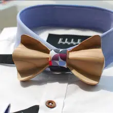 Модные деревянный галстук-бабочка ручной работы Вырезка Свадебные Для мужчин галстук-бабочка