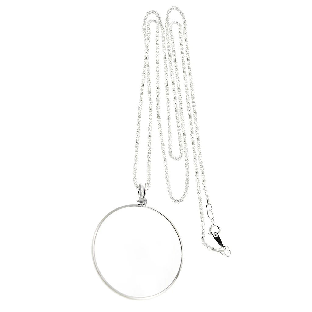 Pocket Vintage Magnifying Glass Necklace Chain Elderly Reading Magnifier Loupe Jewelry Hobbies Crafts Pendant 5X