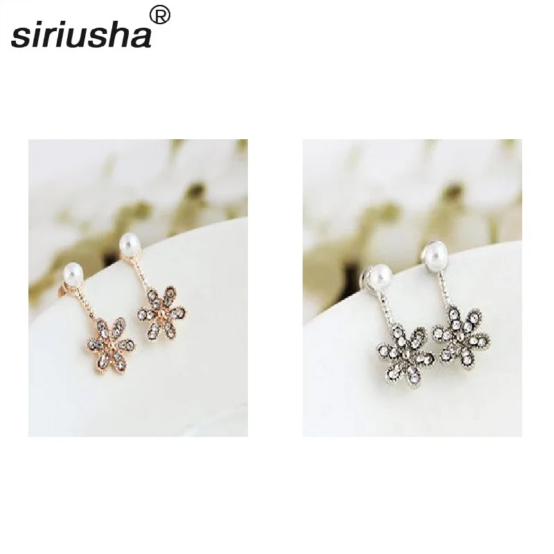 

New jewelry, small fragrance, lady, pearl, five-leaf flower, wearing earrings, female earrings, explosion models, Y810