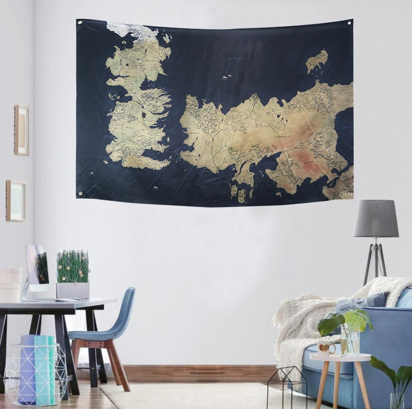 

Game of Thrones Westeros and Essos World Map Flag Banner GOT Fans Gift Home Decoration Banner 90x140cm, free shipping