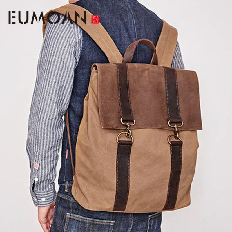 

EUMOAN Backpack Men's Casual Backpack Street Patrol Bag High School Student Fashion Trend Travel Youth Canvas Backpack