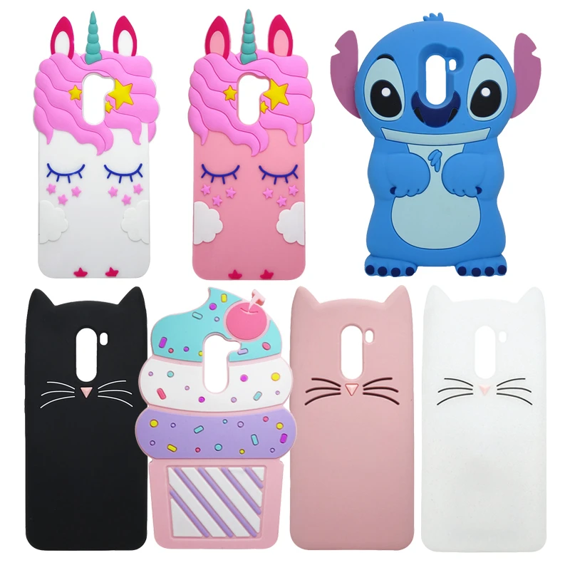 

Soft Silicone Case For Xiaomi Pocophone F1 F 1 Cute Unicorn Cat Ear Stitch Cupcake Cartoon Cases Pocophone F1 Protective Cover