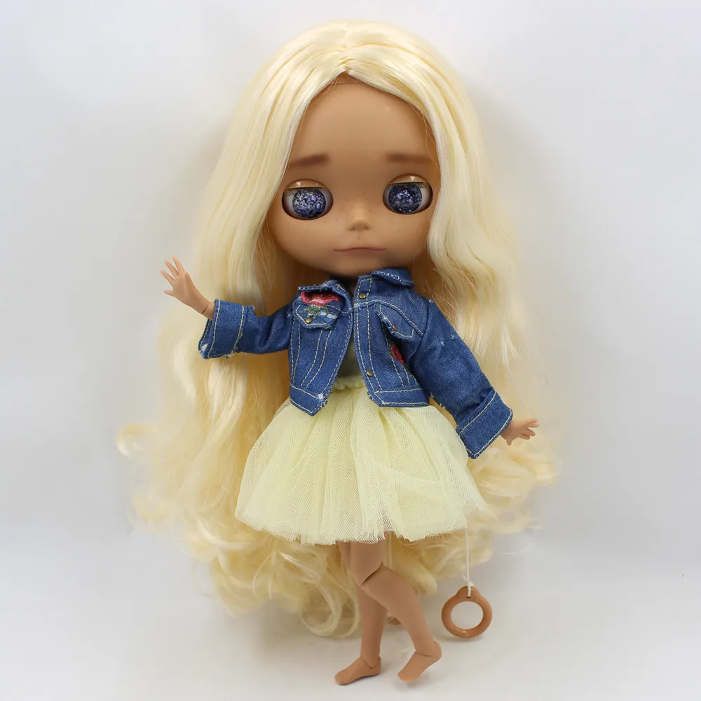 Fortune Days Blyth doll розовая и желтая Gauzy юбка с джинсовой курткой для совместного тела модная одежда